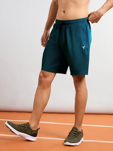 Image of TECHNOSPORT Men Solid Slim Fit Sports Shorts TS Flexi Polyester Mid Rise Drawstring Shorts Pant for Men Pockets Gym Workout Running Joggers Casual Quick Dry
