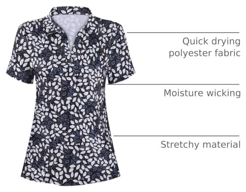 Image of Cucuchy Womens V Neck Golf Polo Shirts Moisture Wicking Sports Workout Tops