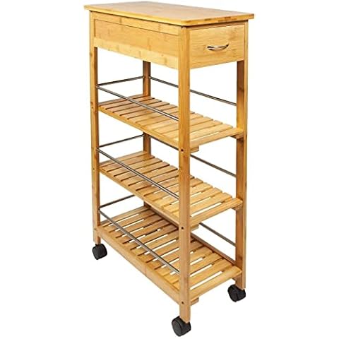 4 Tier Slim Bamboo Kitchen Trolley Cart Cover