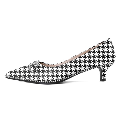 Mettesally Womens Slip on Heels Low Kitten Pumps Pointed Toe 1.5 Inch Elegant Wedding Party Dress Shoes4