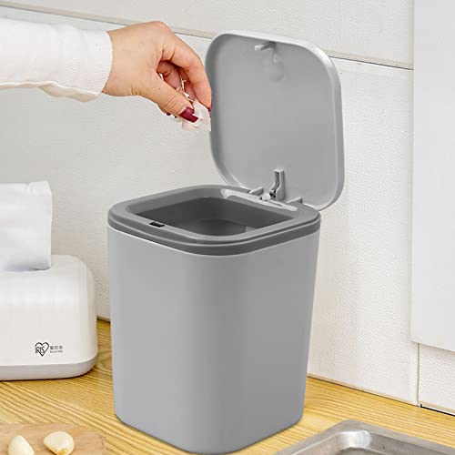 Bote de basura pequeño plástico 0.5 gal gris con tapa miniatura 4