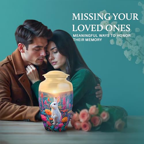 Image of Rabbit Urn - Keepsake for Ashes - Combo 3 - Large with 3 Inch Pack of 4 - Decorative Keepsake Urns Ash - Funeral Cremation Urns for Ashes - Burial Memorial Urns