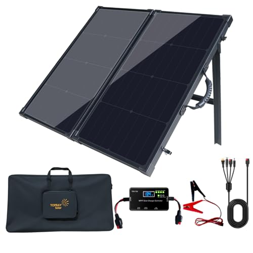 100W Portable Solar Panels Suitcase with 10A Charge Controller, 100W Foldable Solar Panel with...