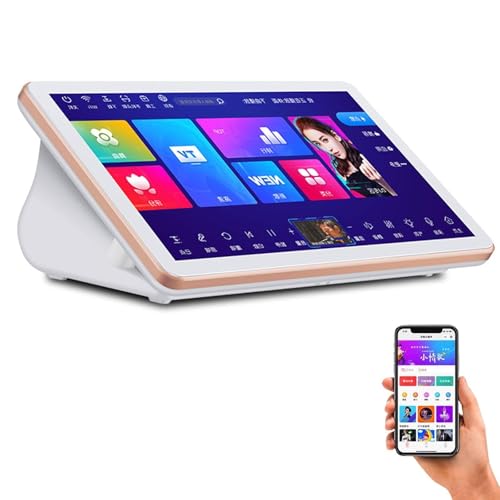 Sistema de karaoke con pantalla táctil, mezclador y función Echo, conectividad WiFi, compatible con aplicaciones, reproductor de karaoke inteligente, pantalla de 18.5 pulgadas