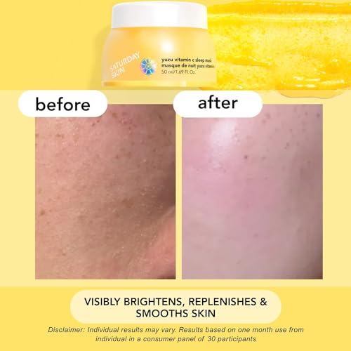 Saturday Skin Yuzu Vitamin C Overnight Sleep Mask Regenerist Retinol Ultra Rich Face Moisturizer Cream Smooth Skin and Reduce Wrinkles Ideal for All Skin Types