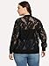 Floerns Women's Plus Size Sheer Floral Lace Long Sleeve Baseball Jacket Black 0XL