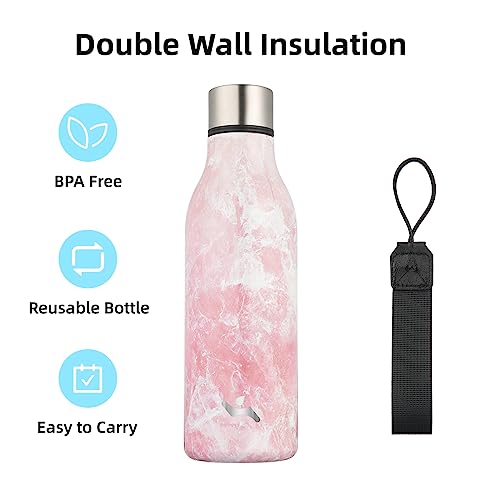 Image of Konokyo Insulated Water Bottle with Strap,18 oz Double Wall Stainless Steel Vacuum Bottles Metal Water Flask,Blossom