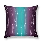 moderw Purple and Teal Ombre Throw Pillow Cover Teal Blueish Gray Couch Pillowcases Geometric Wavy Stripe Aesthetics Abstract Gradien Pillows Cushion Case for Sofa Bed Chair 18x18inch