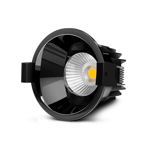 Image of wipro 7 Watt Alpha Trimless Black COB | Warm White (2700K) | Aluminium PDC Heat Sink | Sharp Beam Angle with Reflector for Home, Office and Store Cabinet Display | Pack of 1