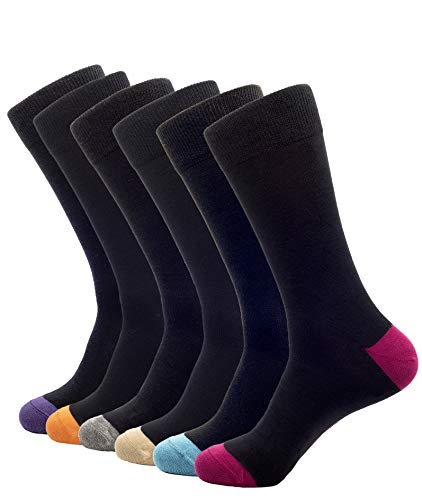 1SOCK2SOCK-Mens-6-Pack-Bamboo-Blend-Thin-Crew-Socks-Super-Soft-Breathable-and-Colorful-Dress-Socks