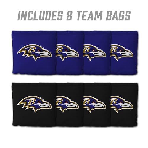 YouTheFan Officially-Licensed NFL Baltimore Ravens Set of 8 Cornhole Bags - All Weather Dual Sided Slide & Stop - Regulation Size with Carry case — view 4