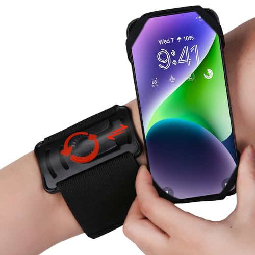 Wrist & Armbands 2 in 1 Phone Holder for Running, 360°Rotatable Universal Fit 4.5-7.0 Inch Smartphones for iPhone 15 14 13 Pro Max/Pro/Mini/12/11/Se/Xs, Samsung Galaxy S23 S22 for Exercise