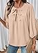 SHEWIN Womens Tops Babydoll Puff Sleeves Blouse 3/4 Sleeves Dressy Casual Bow Tie Flowy Elegant Loose Ladies Shirt Spring Summer 2026 Clothes White Apricot Size L