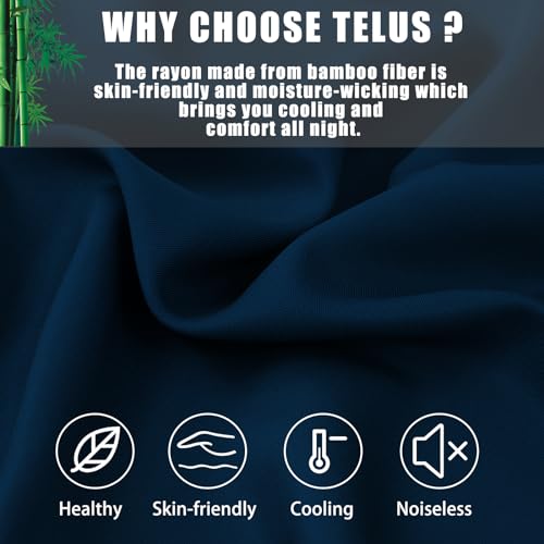 Image of TELUS Body Cooling Pillow Cases Cover, Bamboo Rayon Pillowcases with Zipper Closure, Cool and Breathable Pillow Case for Hot Sleepers and Night Sweats, 20x54 inches, Navy Blue