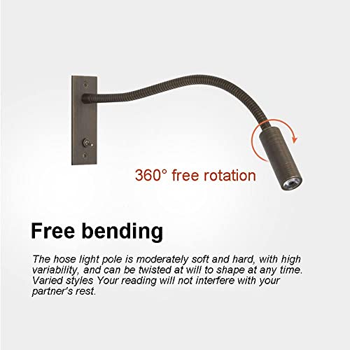 3W 3000K LED Encastré Tête de Lit Liseuse Filaire Flexible Col de Cygne Mur Spots avec Interrupteur - Lampes Murales à Montage Plat Réglables pour