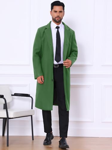 Image of Lars Amadeus Winter Trench Coat for Men's Single Breasted Notch Lapel with Pockets Formal Overcoat