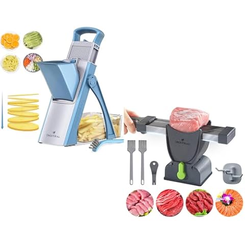 ONCE FOR ALL Upgrade Safe Mandoline Slicer Plus & Fresh Meat Slicer Cover