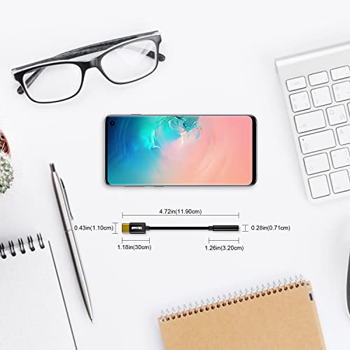 Adaptador USB C a Conector de Auriculares de 3,5 mm, Tipo C a 3,5mm, Cable de Chip DAC estéreo Compatible con Huawei Mate 40/30/P50/P40, Pixel 6/5, Samsung S22/S21/S20/S20+S10/S9, OnePlus 9/8T Negro - imagen 7