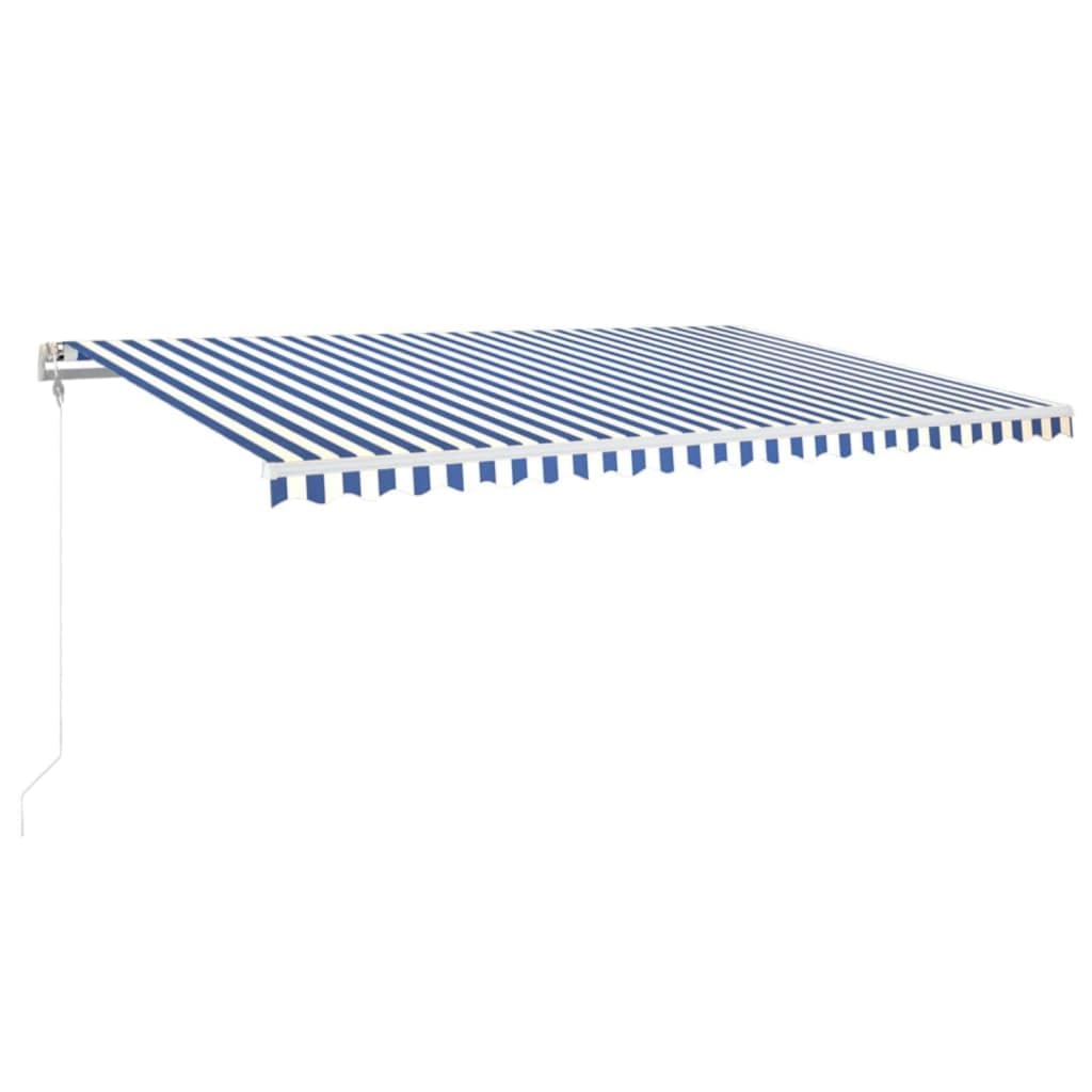 Festnight Store Banne Motorisé 5x3,5 Store banne Electrique avec Télécommande Auvent Rétractable à Bras Repliable pour Balcons Terrasse et Jardin-Bleu et blanc-500 x 350 cm