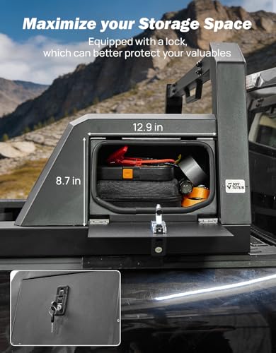 Image of JOYTUTUS Roll Bar for Full Size Truck with Waterproof Storage Lock Boxes, Adjustable Width Pickup Chase Rack Sports Bar Compatible with F150, F250, F350, Silverado, Sierra, Ram 1500 2500 3500, Tundra