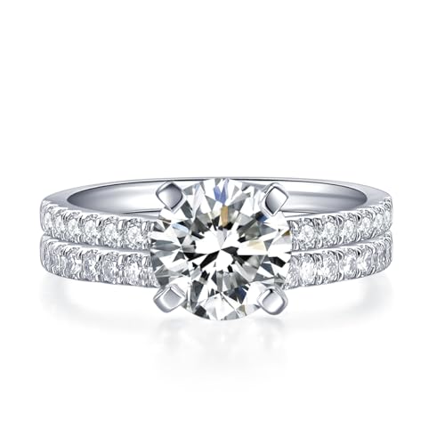 IMOLOVE 2CT Moissanite Wedding Engagement Bridal Ring Set for Women, Shine Bright, Spend Light