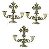  Cabilock 3 Pièces Chandelier d\'église chrétienne Appliques Chandeliers Bar Chandelier de Table Figurine de Jésus décor Vintage Bougies Coniques Ornement de Bureau bougeoir en métal la Croix