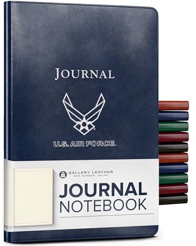 Gallery Leather Journal - Crafted in Maine, USA - Elegant Leather Writing Notebook with 192 Lined Pages - A Timeless Space for Your Thoughts - Acadia Navy - Air Force, 8x5.5, Desk Lined