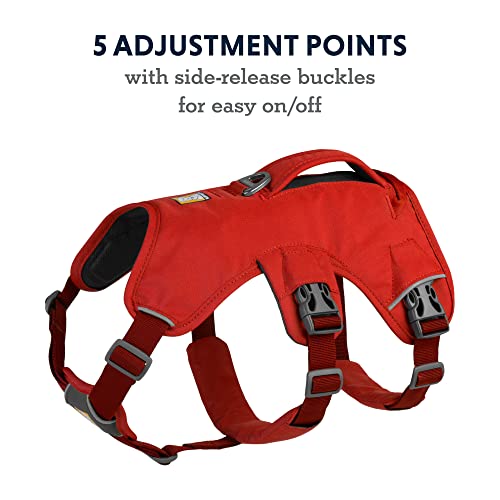RUFFWEAR Mehrzweck-Hundegeschirr mit Griff, Web Master, verstellbares, Geschirr, 2 Leinenbefestigungen, für den täglichen Gebrauch, Red Sumac, M