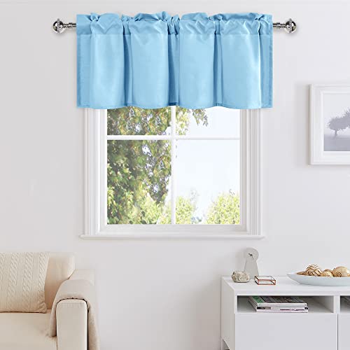 DWCN Sky Blue Valance Curtains, 1 Panel, 42 X 12 Inch