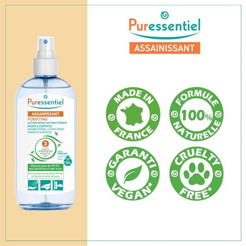 Image of Puressentiel Purifying Antibacterial Lotion Spray Hands&Surfaces|80 Ml|Instant Germ-Free Protection|Sanitizer Spray