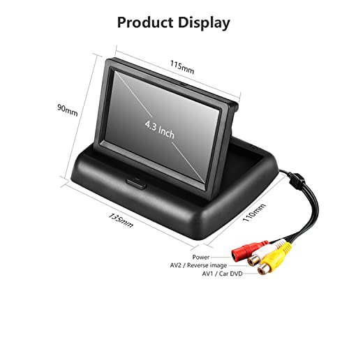 Image of 4.3 Inch Small Mini Digital Flip Down Foldable Monitor Screen for Car Truck Vehicle Rear View Reverse Parking Kits Home CCTV