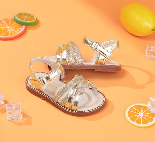 Image of PHIRAMIN Toddler Girl Sandals - Flower Girl Dress Shoes Open Toe Little Kid Wedding Party