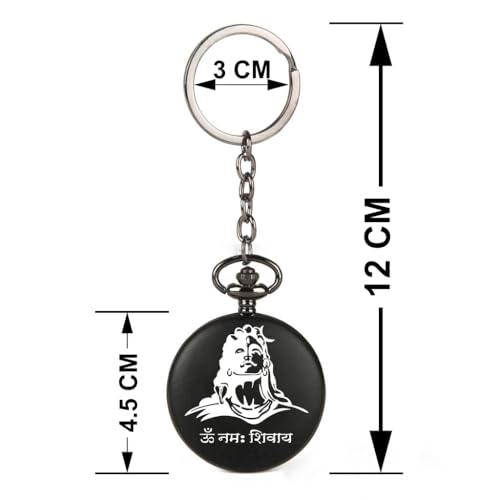 Image of Vintage Gandhi Style Pocket Watch with Engraved Designs & Messages Royal Black Analog for Men Women & Kids Includes Key Ring for car or Bike Keys Ideal Gift