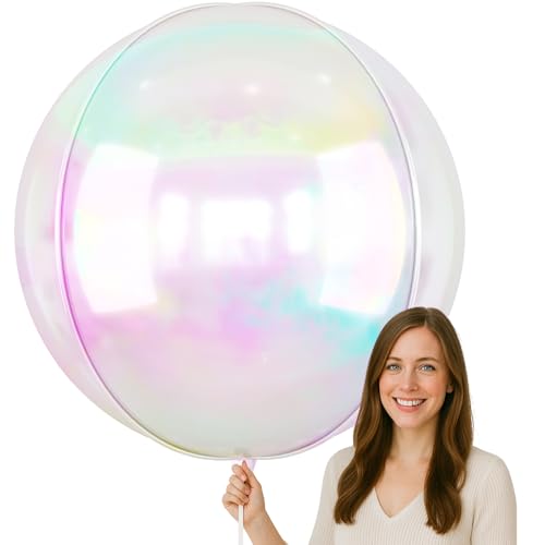 Image of 50 Inch Iridescent Round Foil Balloons 3pcs Large Balloons Mermaid Decor
