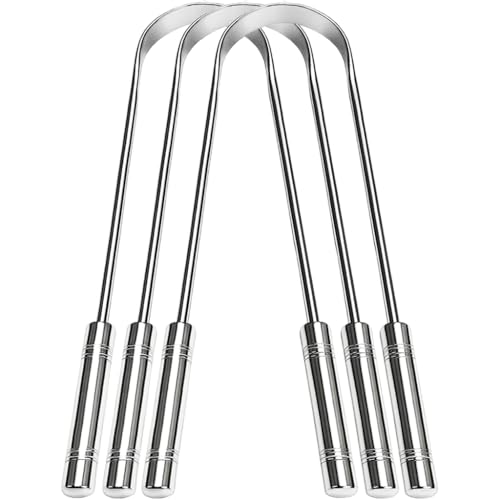 Image of Tongue Cleaner for Adults [3 Pcs] | Stainless Steel | Rust Free Tongue Scraper | Removes bad breath | Ideal for oral hygiene | Carefully designed | U-shaped (3)