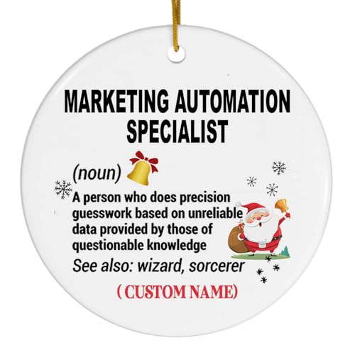 Personalized Marketing Automation Specialist Christmas Ornament 2025 – Funny Ceramic Definition Ornament, Custom Name Xmas Tree Decoration Gift for Staff or Retirement