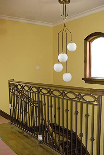 Holkirt Mid Century Modern Pendant Lighting 4-Light Globe Chandeliers White Opal Glass Shade Brass #TOP7