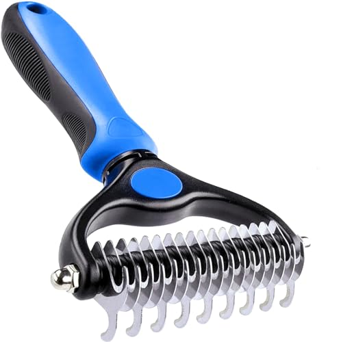 2 In 1 Pet Grooming Tool Dog Brush - Double Sided Dematting Comb - Undercoat Rake Deshedding Tool, Cat Matted Fur Remover For Long Haired Cat Dog Tangles Removing 2 In 1 Pet Grooming Tool Dog Brush - Double Sided Dematting Comb - Undercoat Rake Deshedding Tool, Cat Matted Fur Remover For Long Haired Cat Dog Tangles Removing