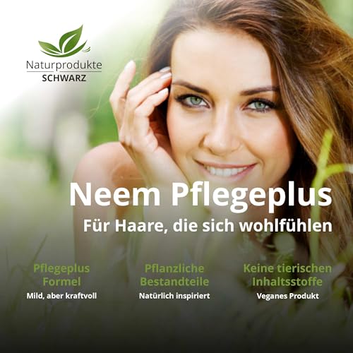Naturprodukte Schwarz - Neem Pflegeplus Shampoo - Neemöl, Weidenrinden & Kokos Extrakt - Ohne Silikone, 250ml