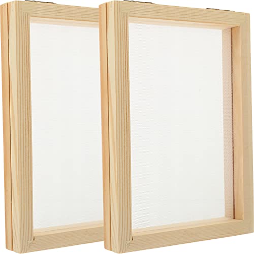 IMIKEYA 2pcs Wooden Paper Making Frame: 5x7 DIY Wooden Paper Making Screen Frame Mould Screen for DIY Papers Crafts