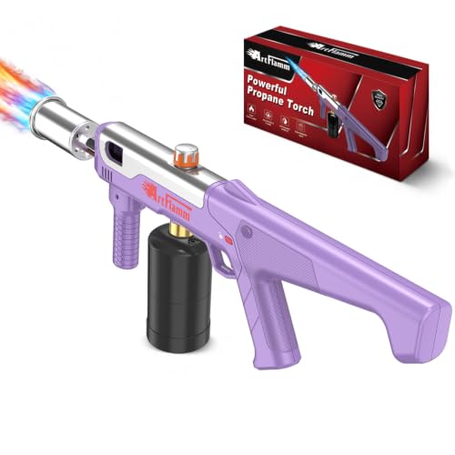 Image of ARTFLAMM Turbo Propane Torch Gun with One-Touch Max Flame Boost, Powerful Blow Torch with Adjustable Flame for Weed Removal, BBQ, Fire Starting, Grilling & Outdoor Use