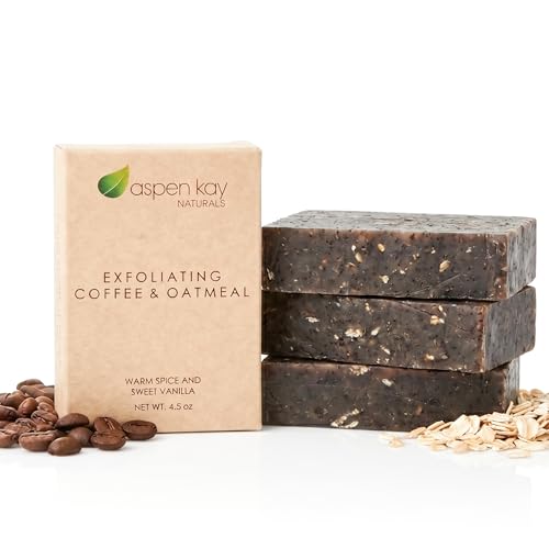 Coffee & Oatmeal Exfoliating Soap, Natural & Organic Coffee Scrub. 3 Pack