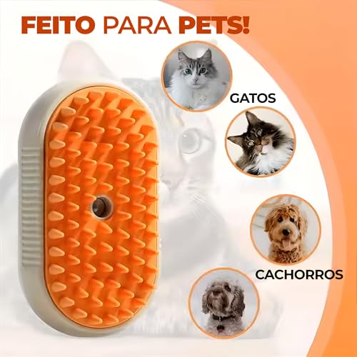 Escova a Vapor para Remoção de Pelos de Animais com Função de Massagem - Ideal para Gatos e Cães de