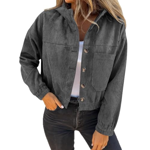 Veste velours côtelé femme idéale pour les loisirs blouson décontracté manches longues de ville