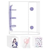 GOKEI シール帳 プラバン 透明 A8 ミニ バインダー 【リフィル×20枚 チャック付きボケット×2枚 下敷き×2枚】 PPシート カードポケット シール台紙 手帳 プリ帳 カードスリーブ 透明シール帳 はがせる バインダー型ノート 女の子 コラージュノート パープル