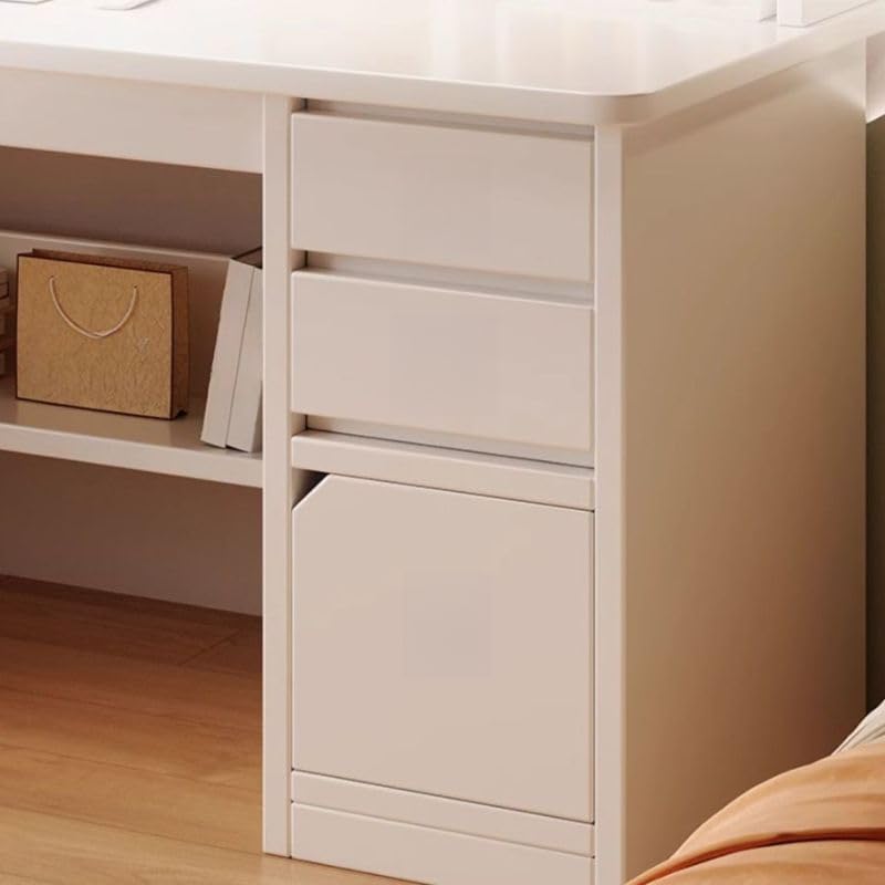 Scrivania semplice per computer con cassettiera e schedario, tavolo compatto per casa e ufficio con scaffalature, postazione di lavoro salvaspazio in stile moderno per la produttività