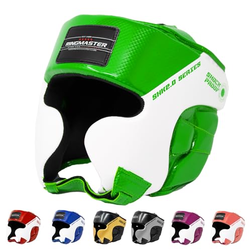 RingMaster Kids Head Guard Gear Boxing MMA Martial Arts Protector Kick (Green, Extra Small)