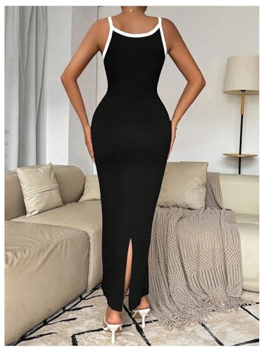 Image of Verdusa Women's Floral Cut Out Bodycon Maxi Dress Split Backless Sleeveless Cami Dress