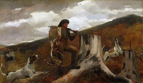 Affiche Winslow Homer déco chambre vintage tableau grand format chasseur et chiens