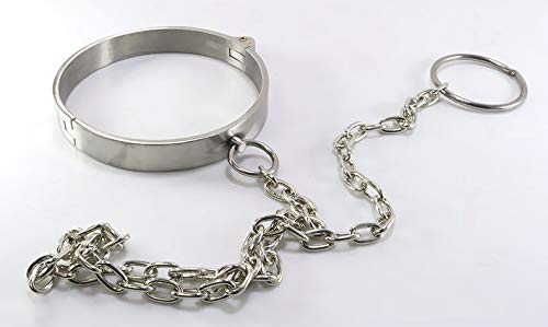 ZWFUN Halsreif Halsband SM Bondage Spielzeug Halsbänder damen silber Necklace Choker für Paare（Schloss Ø Schlüssel） (L:13.8cm)